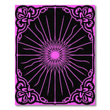 Pink Sunburst Ornate Border Area Rug