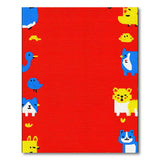 Playful Cartoon Animals Red Area Rug