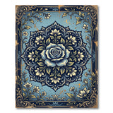 Ornate Blue Rose Vintage Area Rug
