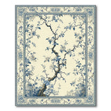 Elegant Blue Chinoiserie Floral Area Rug