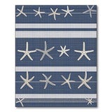 Coastal Beach Blue and Teal Navy Starfish Striped Coastal Area Rug