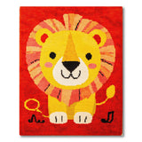 Cute Cartoon Lion Kids Area Rug with Music Notes