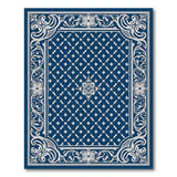 Navy Blue Ornate Diamond Lattice Area Rug
