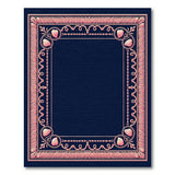 Pink Ornate Scallop Border Navy Area Rug