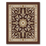 Ornate Gold Floral on Brown Vintage Area Rug