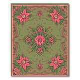 Vintage Pink Floral on Sage Green Area Rug