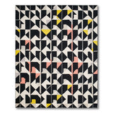 Geometric Modern Area Rug Black White Yellow Pink Triangles