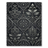 Ornate Gothic Filigree Black White Area Rug