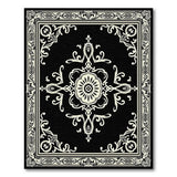 Ornate Black White Persian Medallion Area Rug