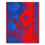 Geometric Abstract Face Area Rug in Blue Red