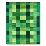 Vibrant Green Block Geometric Area Rug