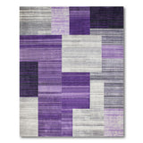 ODIKA Modern Abstract Purple Geometric Washable Area Rug - Low Pile Non-Slip