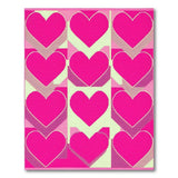 Pink Vibrant Pink Hearts Geometric Area Rug