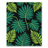 Green Lush Green Palm Fronds Area Rug on Black