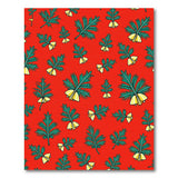 Festive Holly Leaves Jingle Bells Red Pattern Rug
