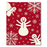 Festive Snowmen Snowflakes Red Area Rug