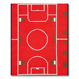 Red Red Soccer Field Geometric Area Rug