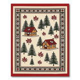 Rustic Woodland Cabins Area Rug