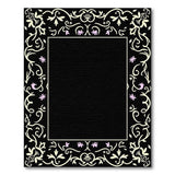 Elegant Floral Border Black Area Rug