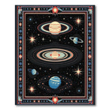 Retro Cosmic Saturn Planets Area Rug