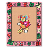 Whimsical Cat Unicycle Christmas Area Rug