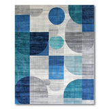 Blue and Teal Geometric Modern Blue Teal Geometric Abstract Area Rug