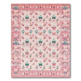 Floral Vintage Pink Butterfly Floral Vintage Area Rug