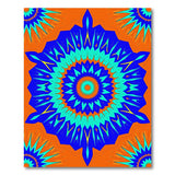 Vibrant Orange Teal Mandala Geometric Area Rug