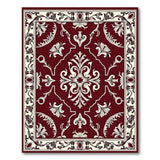 Red Elegant Red Ornate Floral Area Rug
