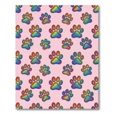 Rainbow Paw Print Pink Kids Area Rug