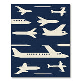 Navy Airplane Silhouettes Area Rug