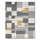 Modern Geometric Grey Gold Block Area Rug