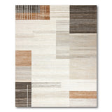 ODIKA Modern Abstract Geometric Washable Area Rug - Low Pile Non-Slip Earth Tone Rug