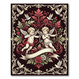 Ornate Cherub Cupids with Roses Area Rug