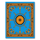 Ornate Blue Persian Medallion Rug with Golden Border
