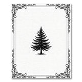 Ornate Framed Fir Tree Black White Area Rug