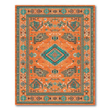 Southwestern Orange Teal Geometric Area Rug
