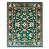 Traditional Persian Blue and Teal Teal Persian Floral Medallion Area Rug