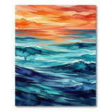 Sunset Over Teal Ocean Waves Area Rug