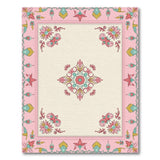 Ornate Pink Teal Floral Persian Rug