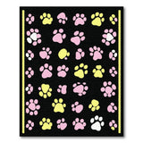 Playful Pink Yellow Paw Print Area Rug