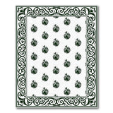 Green Floral Motif Rug with Ornate Baroque Border