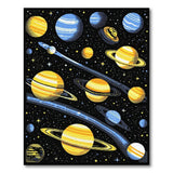 Kids Cartoon Retro Pixel Space Planets Area Rug