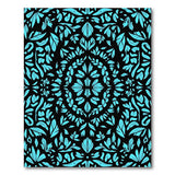 Teal Floral Ornate Area Rug on Black