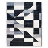 Geometric Modern Black and White Abstract Geometric Black White Area Rug