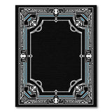 Teal-Accented Geometric Border Area Rug