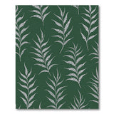 White Fern Silhouette Deep Green Area Rug