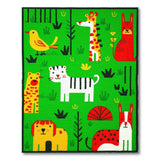 Cartoon Safari Animals Kids Play Rug