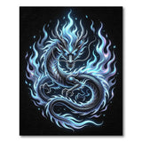 ODIKA Washable Blue Fire Dragon Area Rug - Low Pile Non-Slip Gamer Decor
