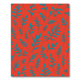 Teal Leaves on Vibrant Red Area Rug